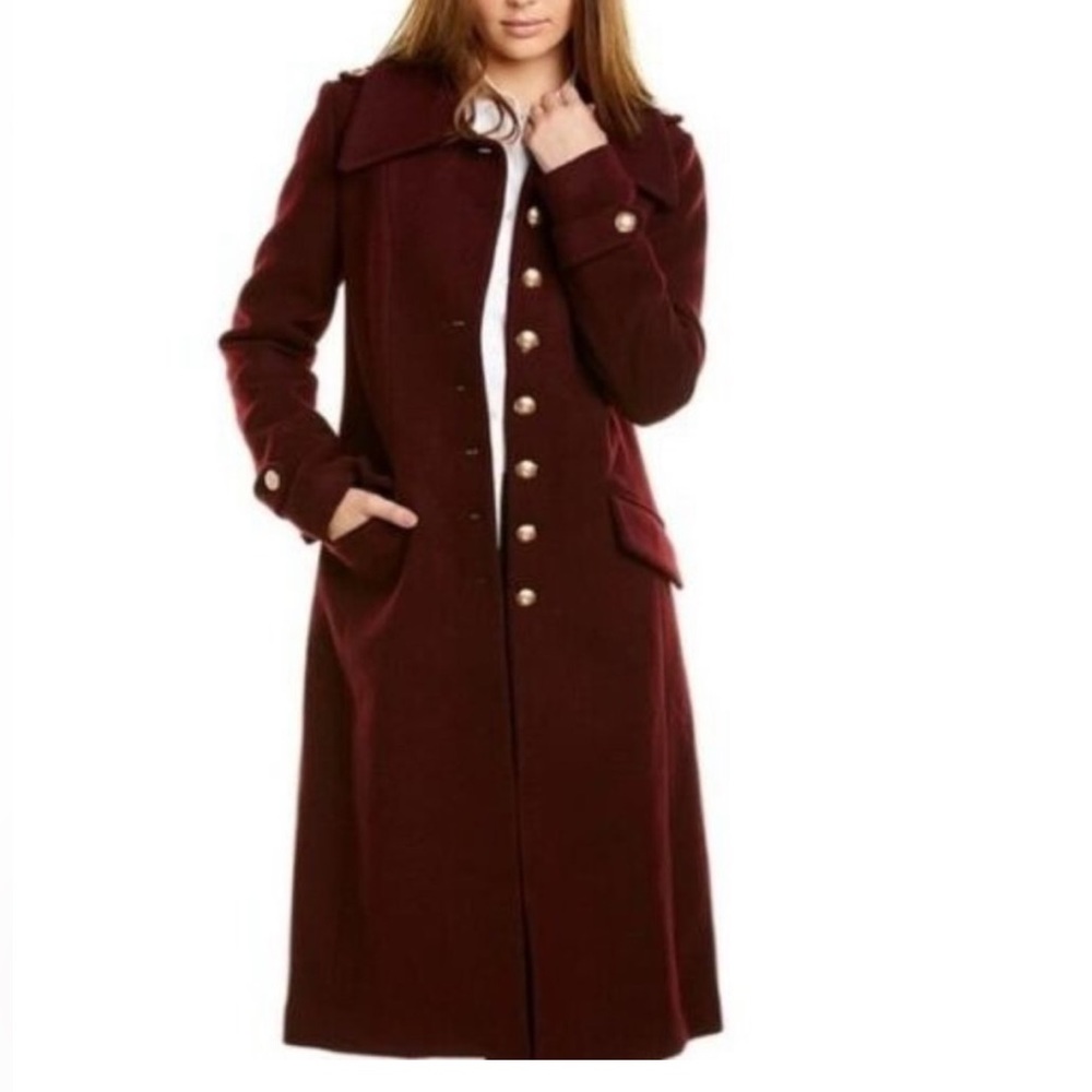 Avec Les Filles Burgundy Long Coat